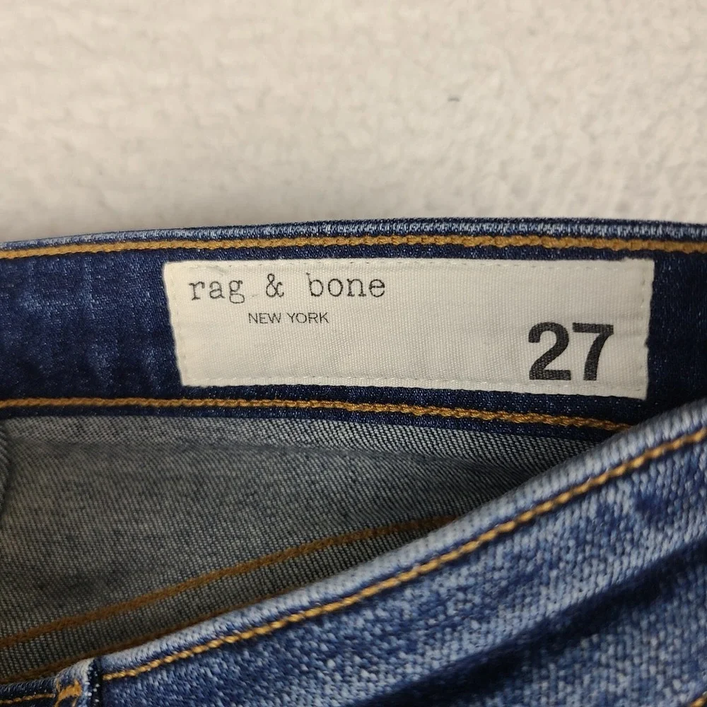 Rag Bone Jeans Womens 27x24 Blue Nina High Rise Skinny Fray Dark Wash‎ Denim - Picture 8 of 14